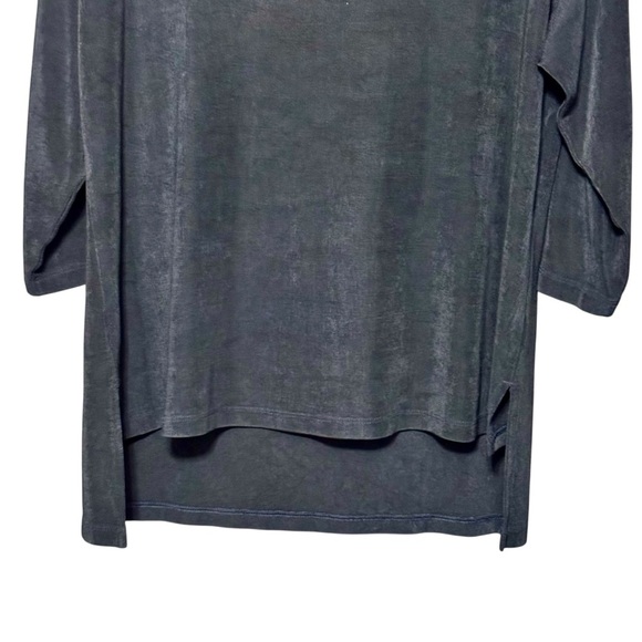 Chicos Travelers Very Dark Blue Black Zip Shoulder Slinky Stretchy Blouse - Picture 3 of 12